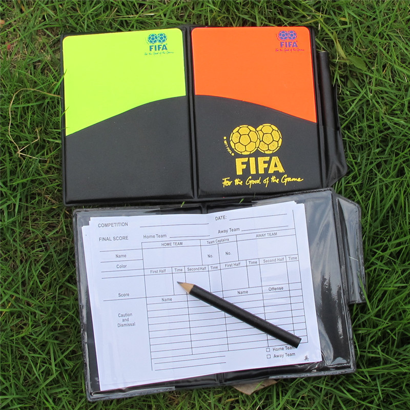 Árbitro de fútbol tarjeta roja y amarilla escogedor lateral partido de fútbol bandera de patrulla accesorios de árbitro equipo protector de dientes silbato paquete de árbitro