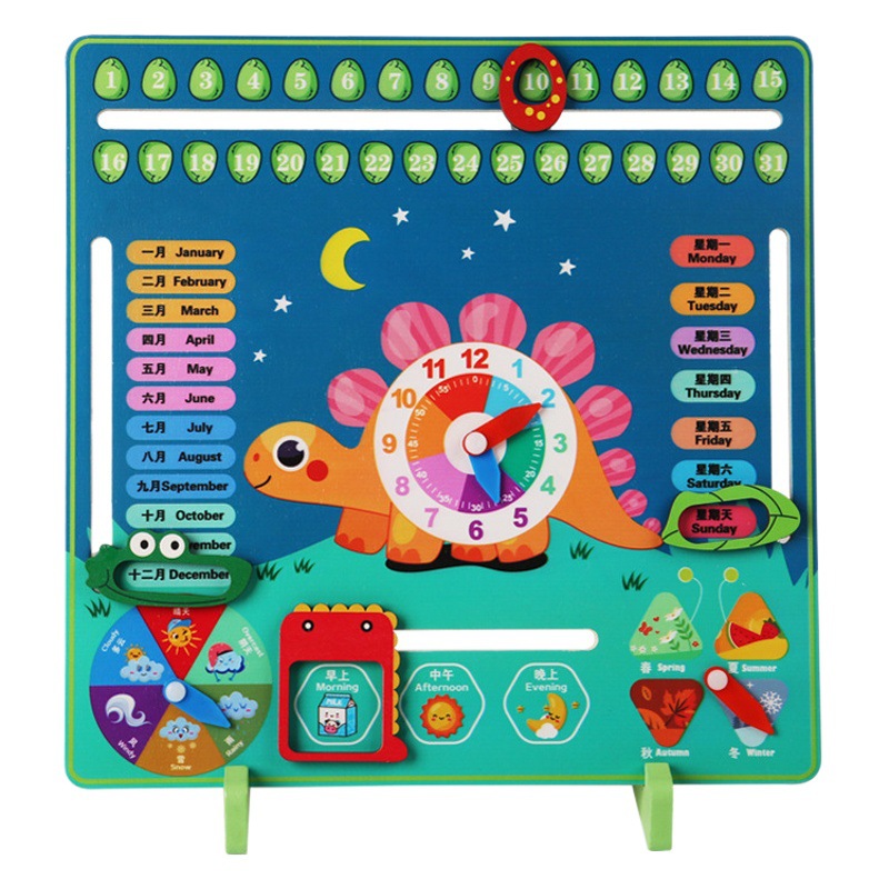 Montessori reloj de calendario tablero de rompecabezas niños aprendizaje reloj de tiempo cognitivo Escuela Primaria enseñanza ayudas educación temprana juguetes Kindergarten