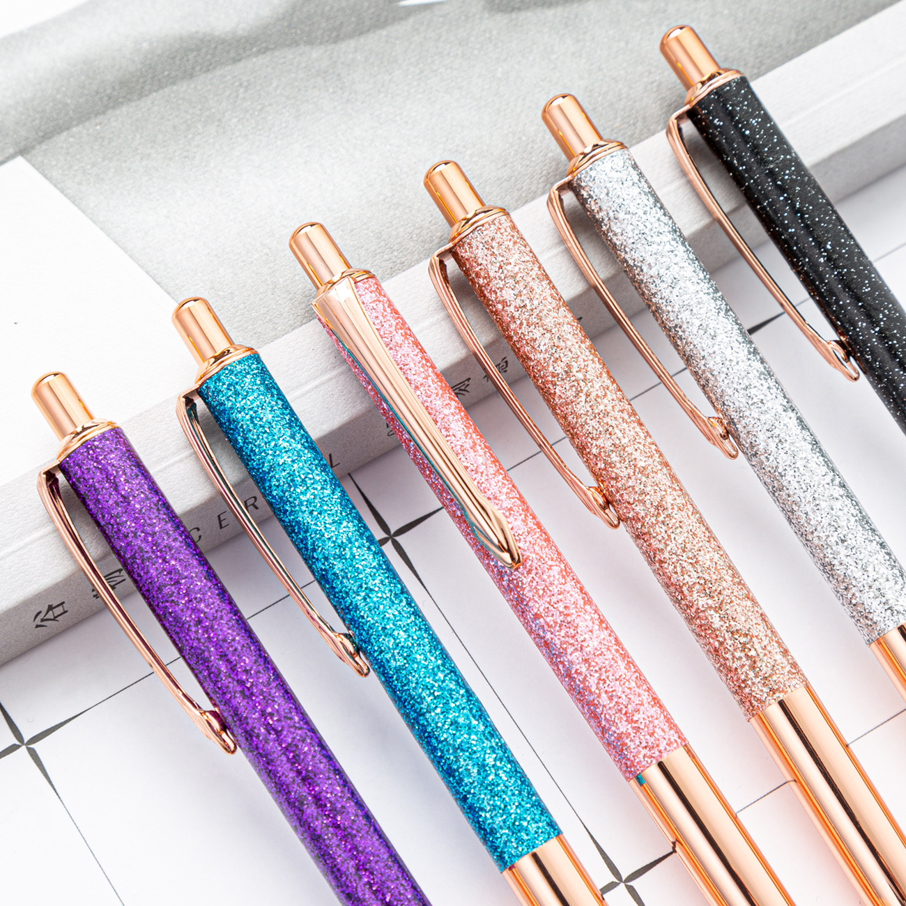 Polvo de oro bolígrafo coreano adorable ins oficina de negocios bolígrafo de metal color macarón para dama bolígrafo de regalo