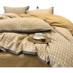 5YA1 Velvet Flocked 100% Cotton Quilt Set for Autumn/Winter, Bed Sheet and Duvet Cover, Nudist Bedding