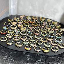 宫廷风复古甜酷五彩斑斓珐琅滴釉气质戒指女网红爆款花朵小众指环