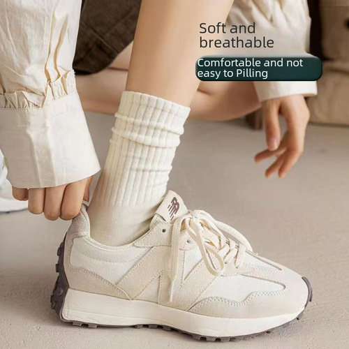 2024 New Style Women's Socks Pure Color Pile Socks Mid-Height Long Socks Casual Socks Wholesale 