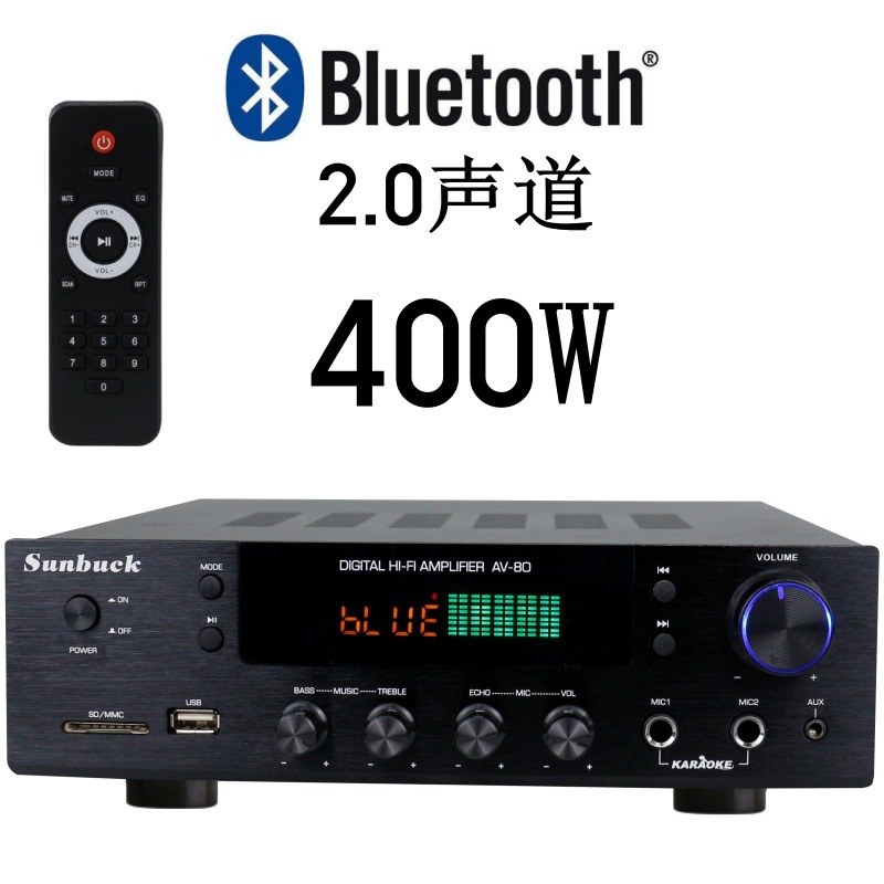 Sunbuck Shanyu Home Amplifier Karaoke Amplifier Ring Cow High Power with Card Remote Control Bluetooth Amplifier
