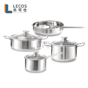 Cross-Border Frying Pan, Milk Pot, Soup Pot Three-Piece Set Amazon Thickened Stainless Steel Pots Household Kitchenware Set Gift Pot