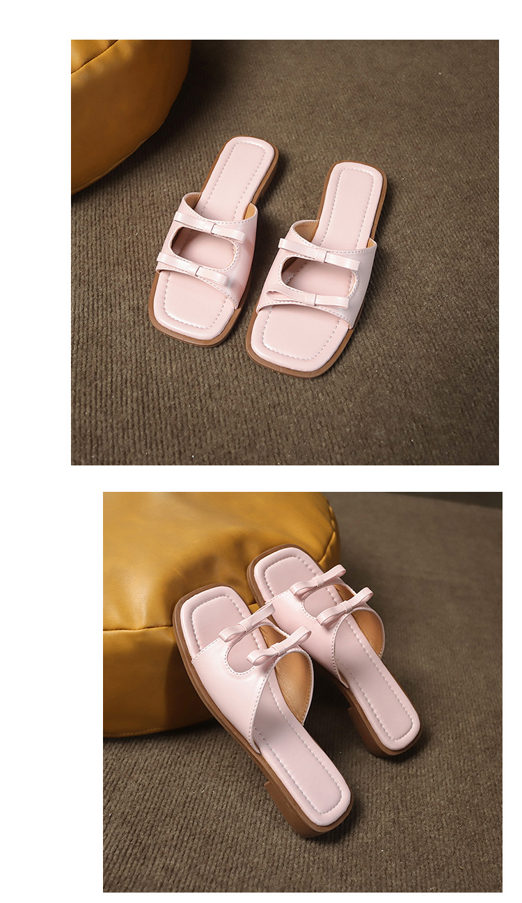 Women's Casual Commute Solid Color Bowknot Square Toe Slides Slippers display picture 12