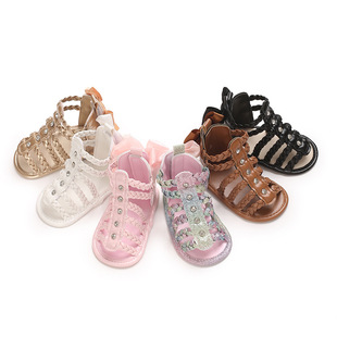 New Fashion Casual Girls Baby Casual Summer Sandals Princess Flat New Baby Open Toe Woven Shoes