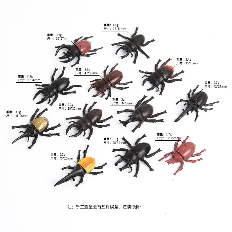 Cross-border simulation insect model solid beetle unicorn fairy insect small animal children's model toys wholesale