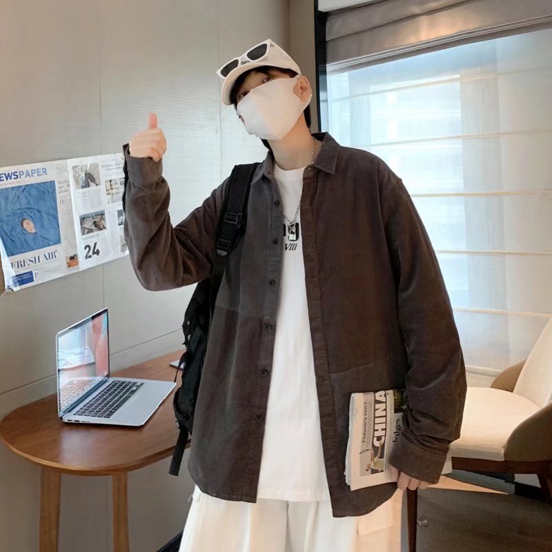 2024 nueva moda camisa de manga larga para hombres otoño 2024 nueva pareja camisa chaqueta camisa de pana