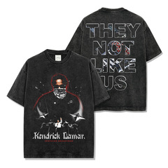 Cross-border American retro Kendrick Lamar printed short-sleeved T-shirt round neck hooded sweatshirt men