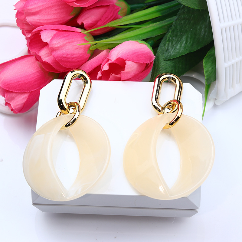 Roman Style Solid Color Arylic Polishing Women's Drop Earrings display picture 1