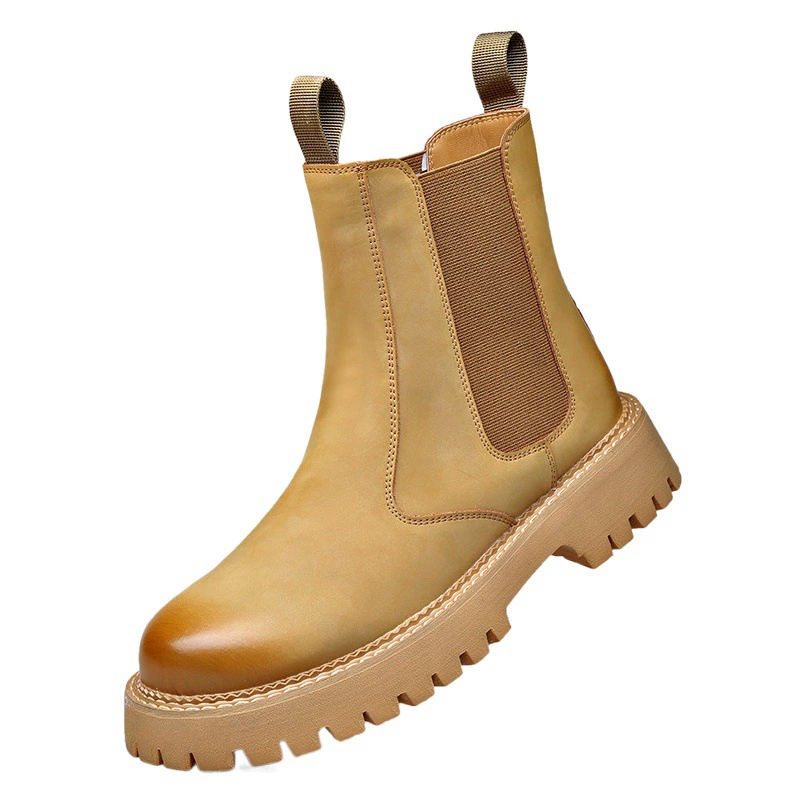 Желтые ботинки, ботинки-дымоходы, осенние ретро ботинки на толстой подошве в британском стиле, мужские ботинки для работы, высокие ботинки для пустыни.