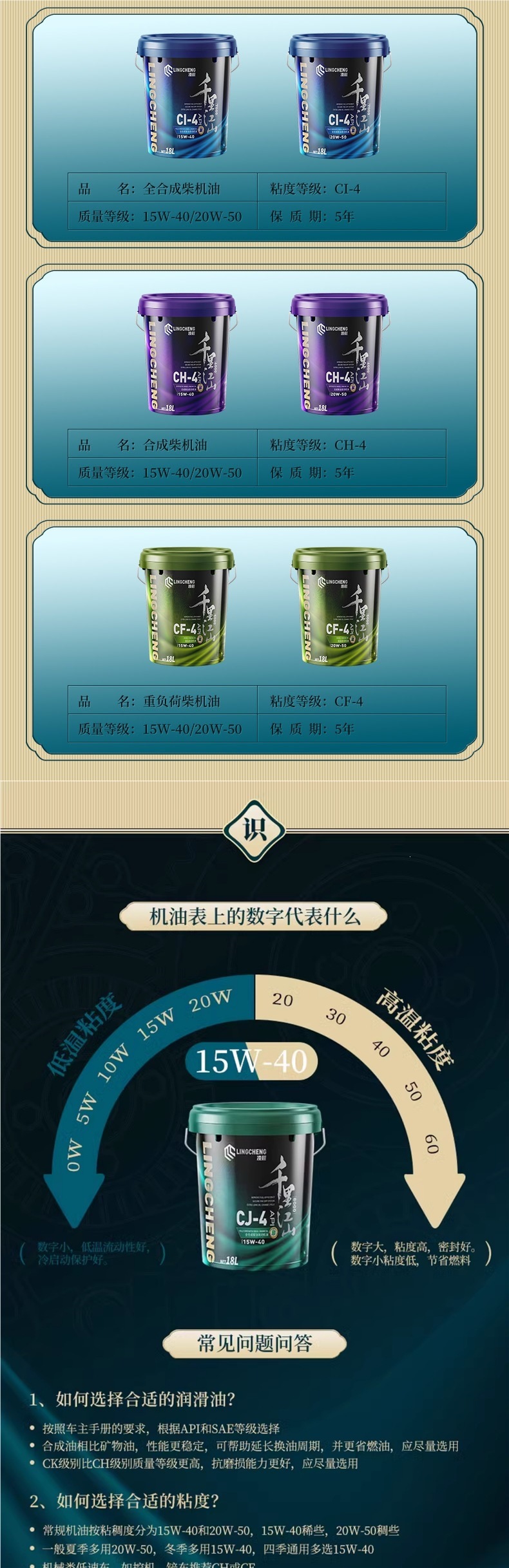 Genuine fully synthetic diesel engine oil 15W-40 for agricultural vehicles and trucks, CF-4 diesel engine oil, CH, single-cylinder, 4L