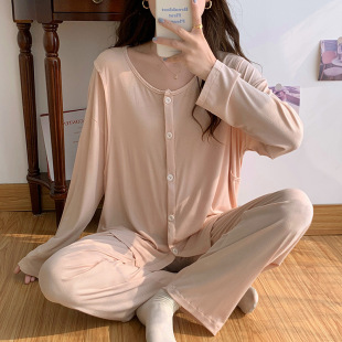 Mustang also pajamas modal confinement clothing spring and summer thin pajamas for pregnant women postpartum breastfeeding home