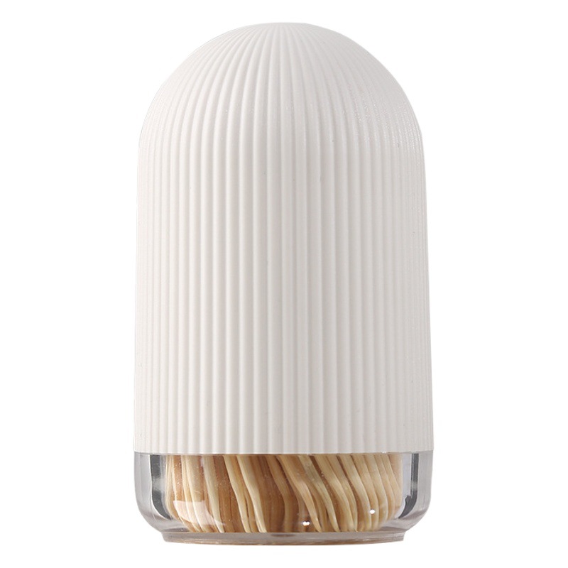 New Chinese-Style High-End Toothpick Holder, Premium Bamboo Toothpicks, Household and Commercial Toothpick Box, Light Luxury Striped Toothpick Jar