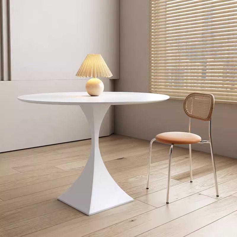 Cream Style Slate Dining Table and Chairs, Simple Small Apartment Household Round Table Restaurant, Modern Leisure Solid Color Internet Celebrity Round Table