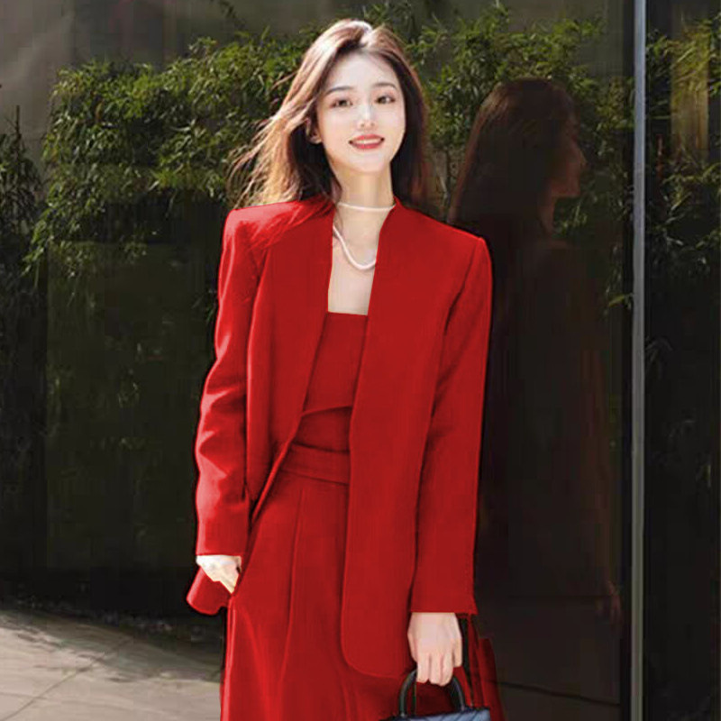 Autumn Suit Jacket Women 2024 New Spring Autumn and Winter Fashion Temperament Goddess Fan Suit Professional suit Dress Women