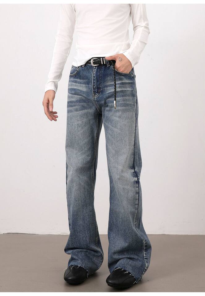Quần jeans nam dáng loe nhẹ ống đứng cạp vừa phong cách Hàn Quốc — Màu xanh dương chi tiết 16