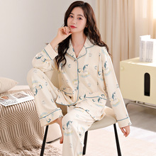 孕妇睡衣女春秋季长袖开衫100%纯棉哺乳月子服家居服产前产后套装