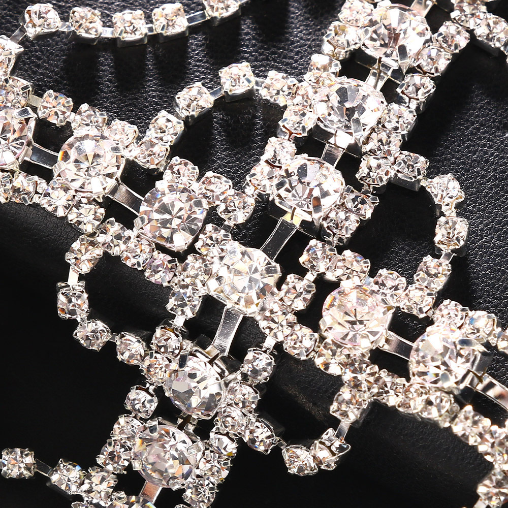 Europa y América nuevo rhinestone borla pelo cadena personalidad hip hop malla tocado accesorios exagerados pelo cadena