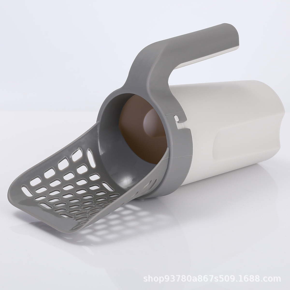 Una pieza de almacenamiento portátil pala de arena para gatos con contenedor de basura bolsa de basura para mascotas con pala para gatos