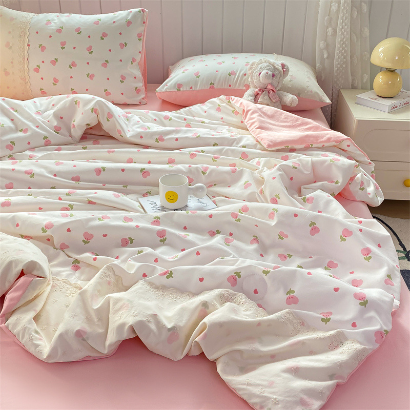 Colcha fresca de verano de algodón de nube de una sola pieza, dormitorio de estudiantes individual de verano, juego de cuatro piezas, edredón de verano de seda de hielo, lavable a máquina