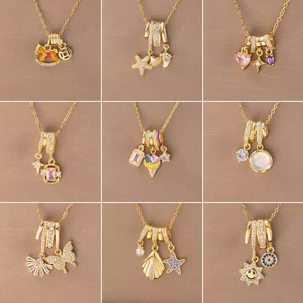 [New Style 4] 2025 Cross-Border Sparkling Zircon Pendant Necklace Women's Fashion Light Luxury Niche High-End Clavicle Chain