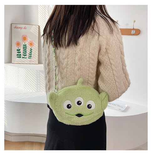 Strawberry Bear Plush Bag, Western and Cute Crossbody Bag,  New Three-Eyed Shoulder Bag, Winnie the Pooh Cartoon Bag