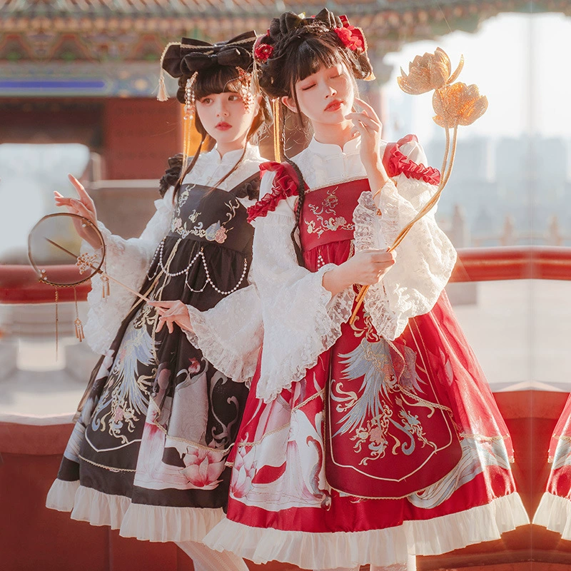 Chenlu тканые золотые ремесла китайский стиль Новый год красный ретро тяжелая промышленность Лолита платье Лолита