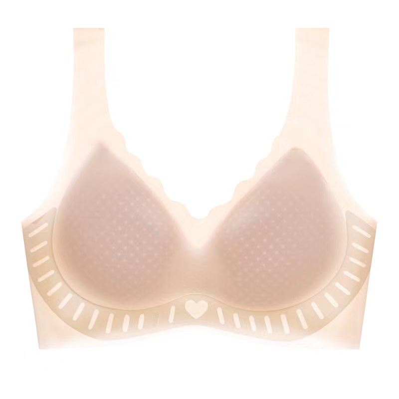 Verano ultra delgado helado de secado rápido gelatina de soporte suave sin marca ropa interior pecho pequeño sin anillo de acero chaleco tipo bra