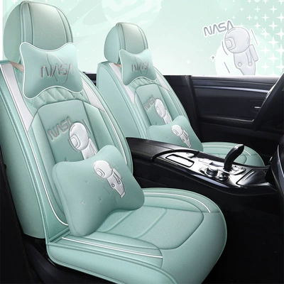Summer New Car Seat Cushion, Linen Seat Cover, Universal for All Seasons, Fully Surrounded Linen Fabric Cushion, Cartoon Special Cushion