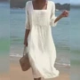 长袖印花圆领夏季连衣裙