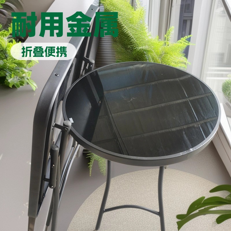 钢化玻璃桌面简易折叠饭桌户外野餐桌休闲露营便携桌子折叠圆桌子