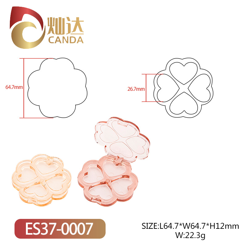 ES37-0007 新款四色眼影盒 心形内格 全透明眼影修容盘