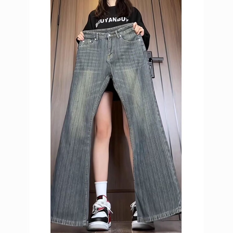 American Retro Flared Jeans for Men and Women, New Spring/Summer Style, Plus Size, Mid-High Waist, Slimming, Hip-Covering, Non-Tight Flared Pants