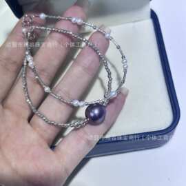 3-4mm淡水baby链手链通体纯银11-12mm爱迪生设计款手链诸暨珍珠