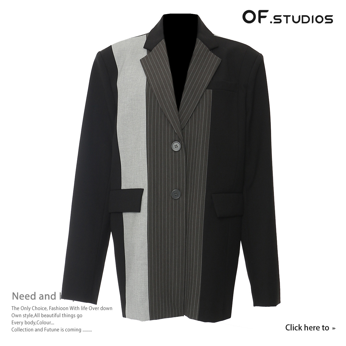 26 New Three-Color Patchwork Contrasting Loose-Fit Super Cool Casual Blazer for Women 1746