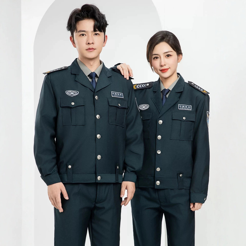 Twill jacket security workwear, spring and autumn security uniforms, winter black long-sleeve property uniforms, 7-day delivery