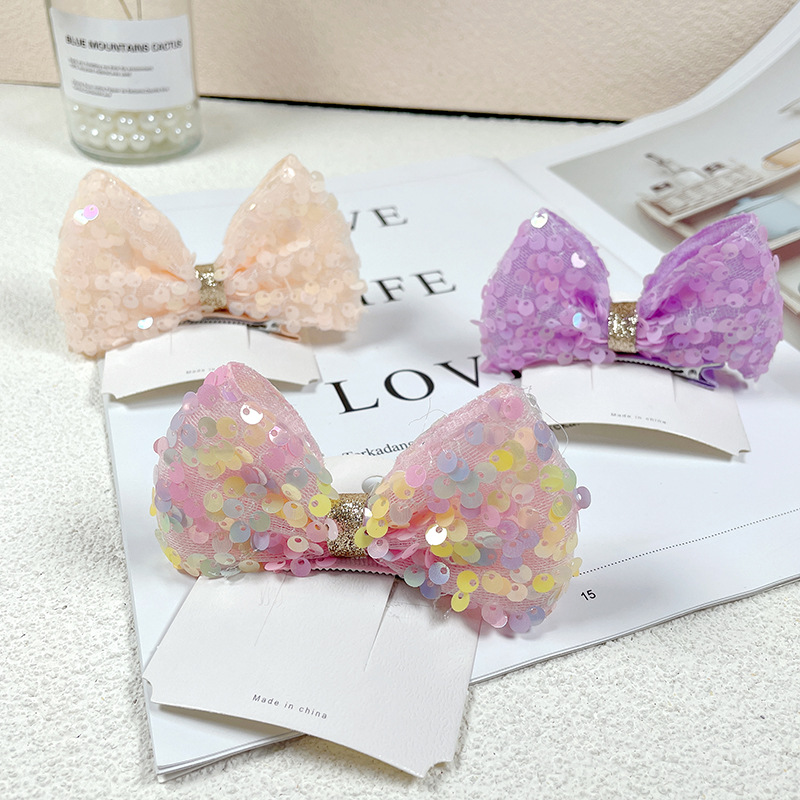 Bow Knot Pattern Girl'S Gender Cute Bow Knot Sequin Hair Clip 1 Piece