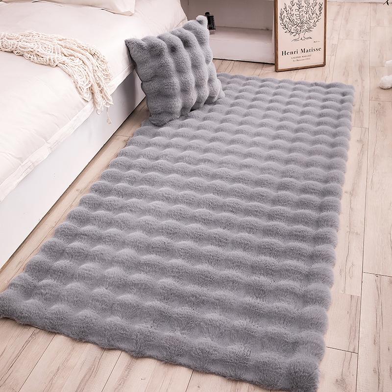 Nueva alfombra de terciopelo de burbujas de estilo crema, manta de felpa al lado de la cama del dormitorio, sala de estar, ventana salediza, sofá, manta, alfombra de guardarropa