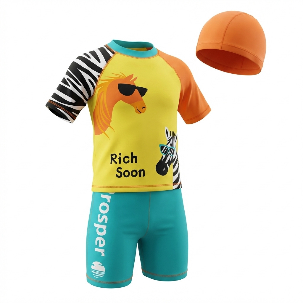 Conjunto de traje de baño para niños de 7 a 12 años, conjunto de tres piezas, diseño de dinosaurio de dibujos animados, protección solar, secado rápido, conjunto de traje de baño de manga larga para niños mayores image 20