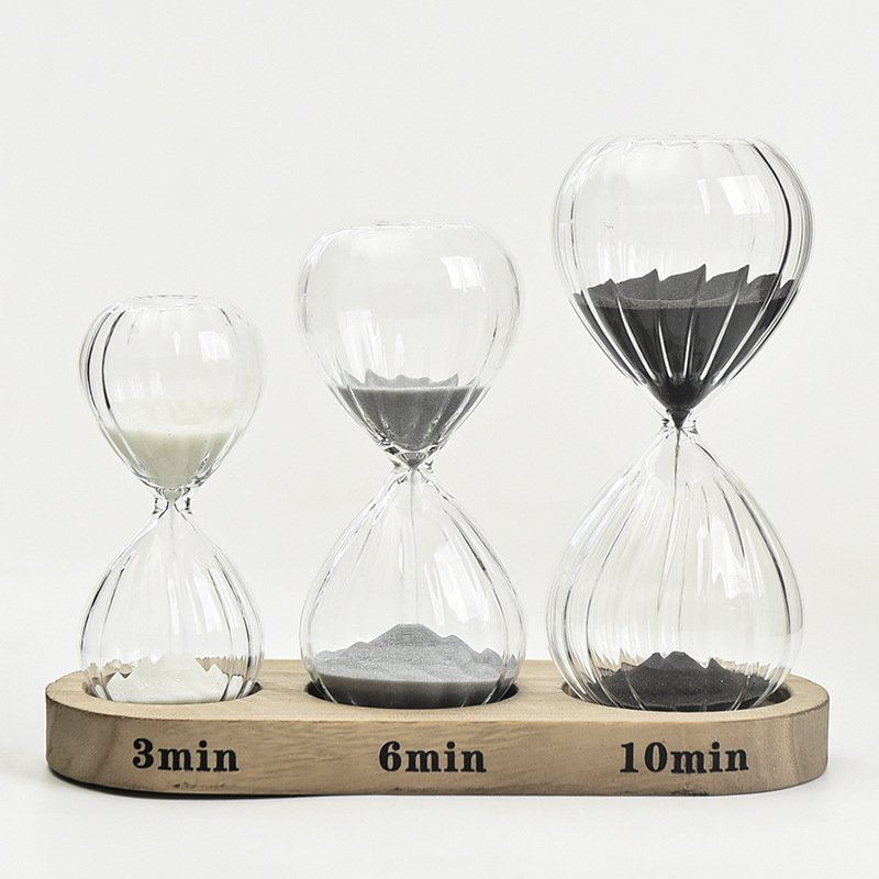 Set creativo reloj de arena 3 6 10 minutos combinación temporizador ins moda decoración del hogar artesanía de vidrio image 5