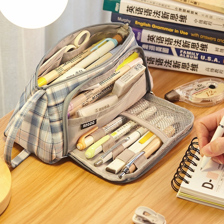 韩国大容量笔袋女孩初中生简约日系文具盒ins高中生颜值文具袋安|undefined
