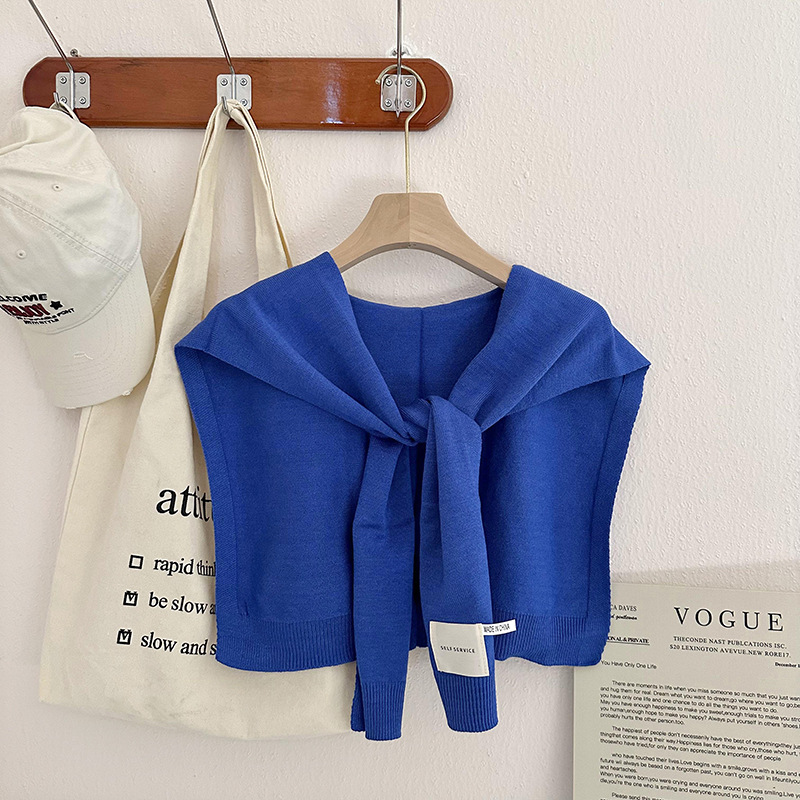 Nudo de chal para mujeres 2025 otoño invierno cuello falso aire acondicionado habitación de color sólido bufandas de hombro tejido fuera de la capa pequeña camisa hombro