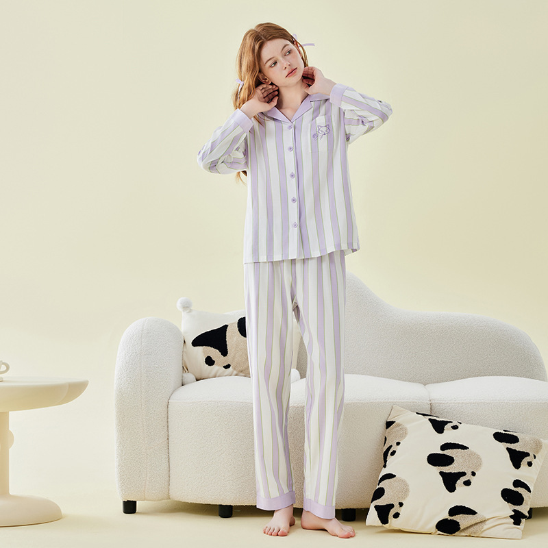天丝棉睡衣女春秋套装豹纹印花长袖长裤睡衣女士秋季家居服批发|undefined