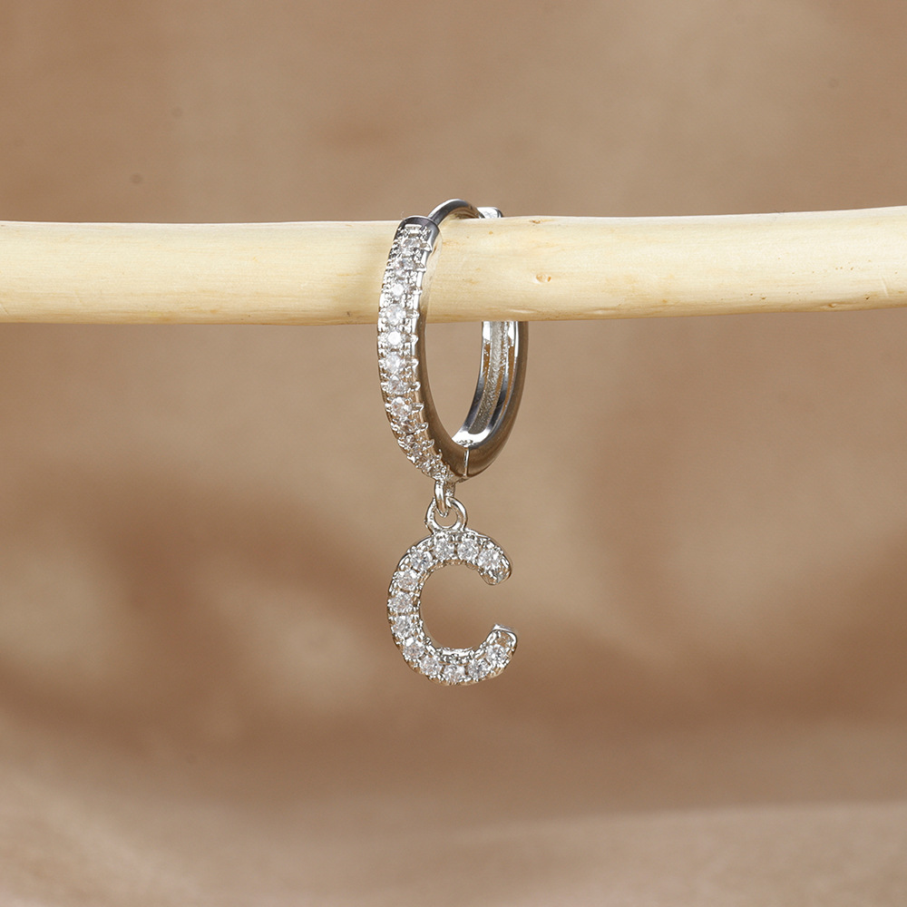 6g Weight Copper Ear Needle Material Zircon Inlay Material Charm Sleeper Hoop Earrings, Drop Earrings Classification 1 Piece Quantity Daily Occasion Copper Material Letter Pattern Unisex Gender Plating Design Casual Style 1 Piece Casual Letter Plating Copper Zircon Drop Earrings 11