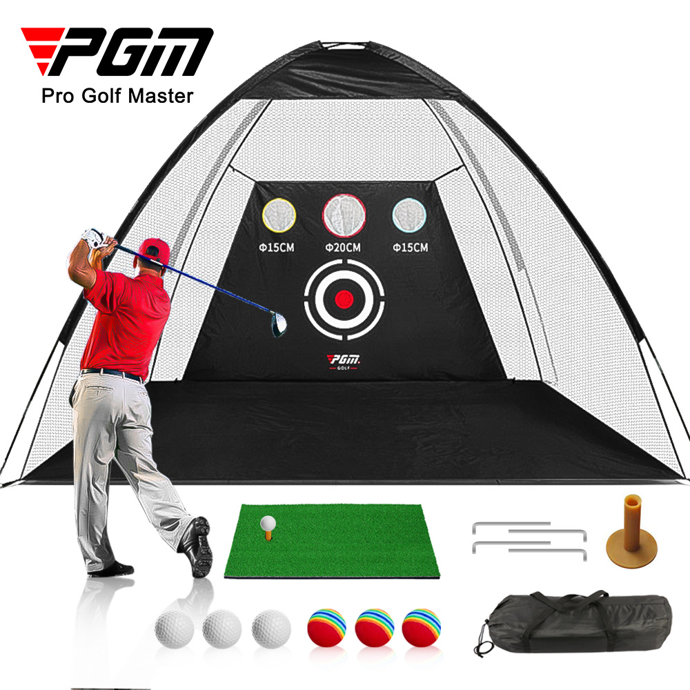 Lưới tập golf PGM trong nhà có lỗ cắt, khung lều dễ lắp, kích thước 2m hoặc 3m — [Gói] Lưới thực hành đệm 1x1.25 mét
