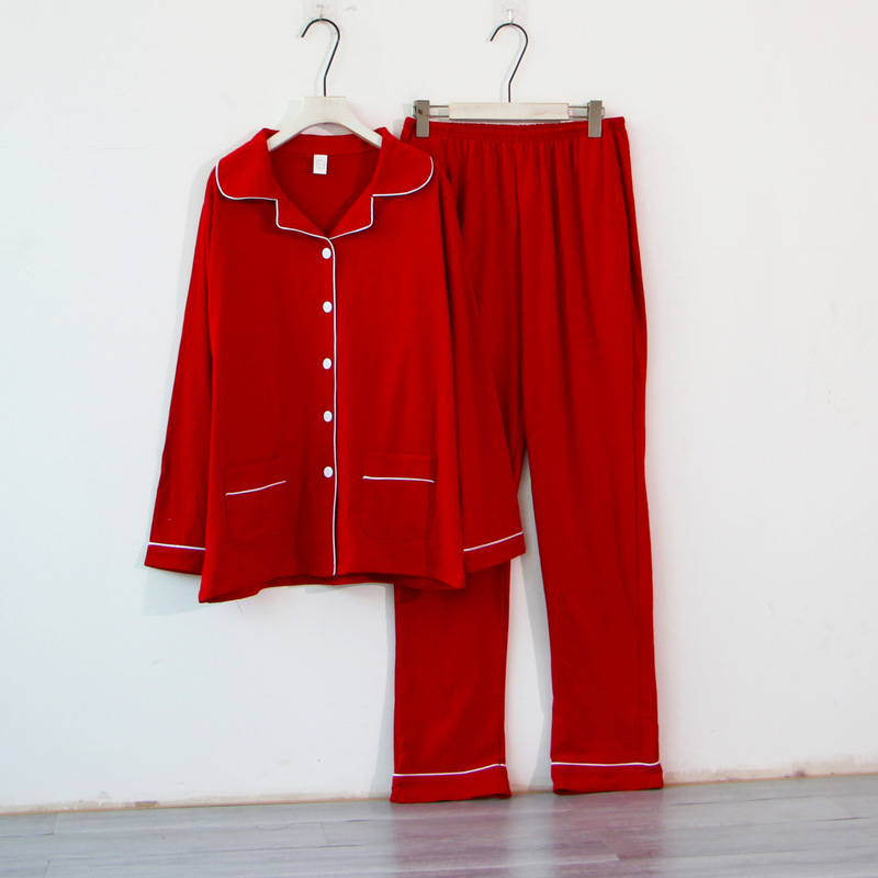 Pure Cotton Women's 175 Long-Sleeved Suit Spring & Fall 180 Extended Version Pajamas Pure Cotton Extra Long Home Clothes Can Be Worn Outside (High)