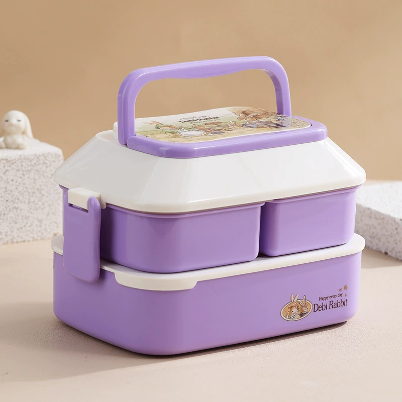 Double-layer plastic rabbit, children's capacious lunch box, mini box for students for adults, internet celebrity