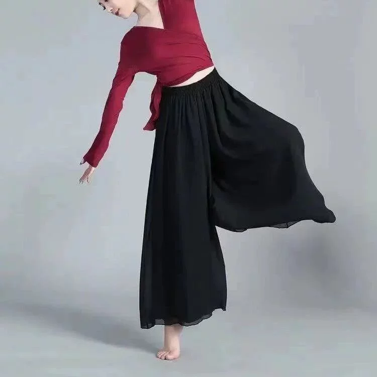 Модные шифоновые брюки для отдыха, юбка, высокий пояс, плюс размер