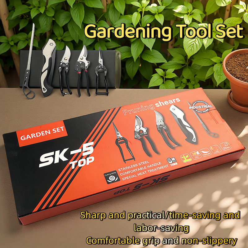 ガーデニング 5点セット 花植えセット ツールボックス 装飾剪定鋏 折りたたみ鋸 TreeTrimmingToolsSet|undefined